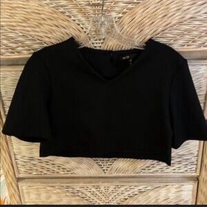 Maje Black V-Neck Crop Top